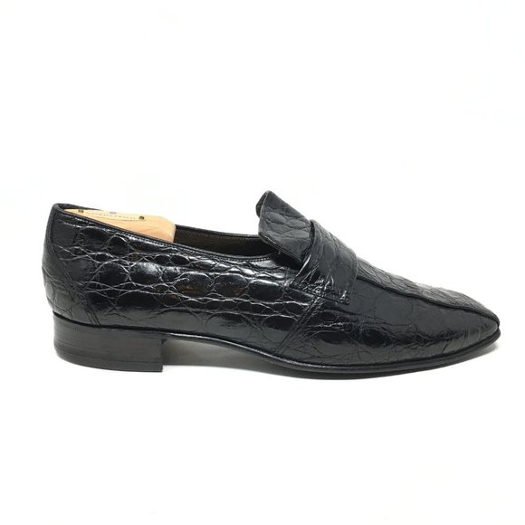 Men\'s Bally Slip On Loafers Dress Shoes Size 10 Black Full Genuine Alligator main image 9